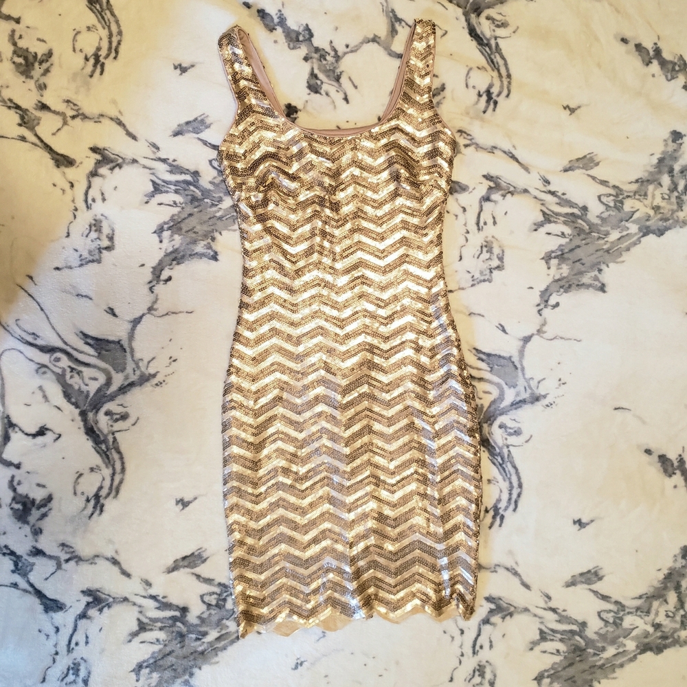 Sequin Gold Inspired Party Dress